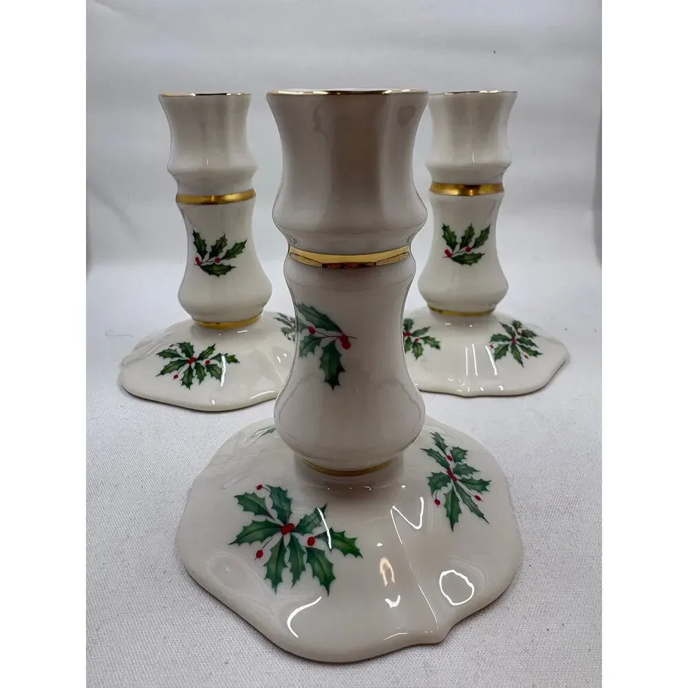 Lenox Holiday Collection Candlestick Holders- Set of 3